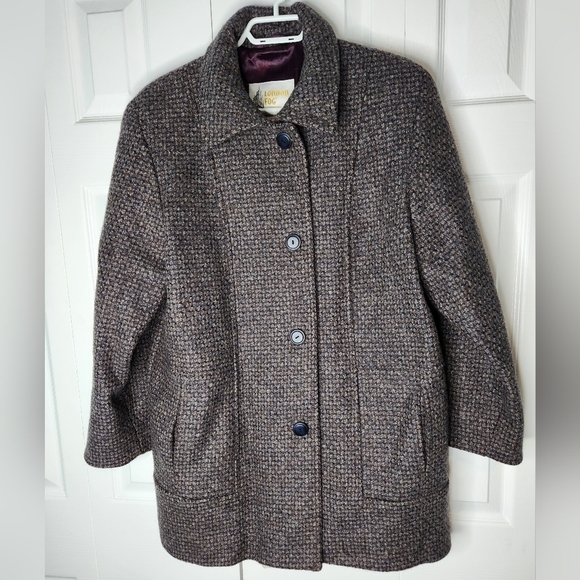 London Fog Virgin Wool Jacket Brown/Blue Size 10 M - Picture 1 of 11